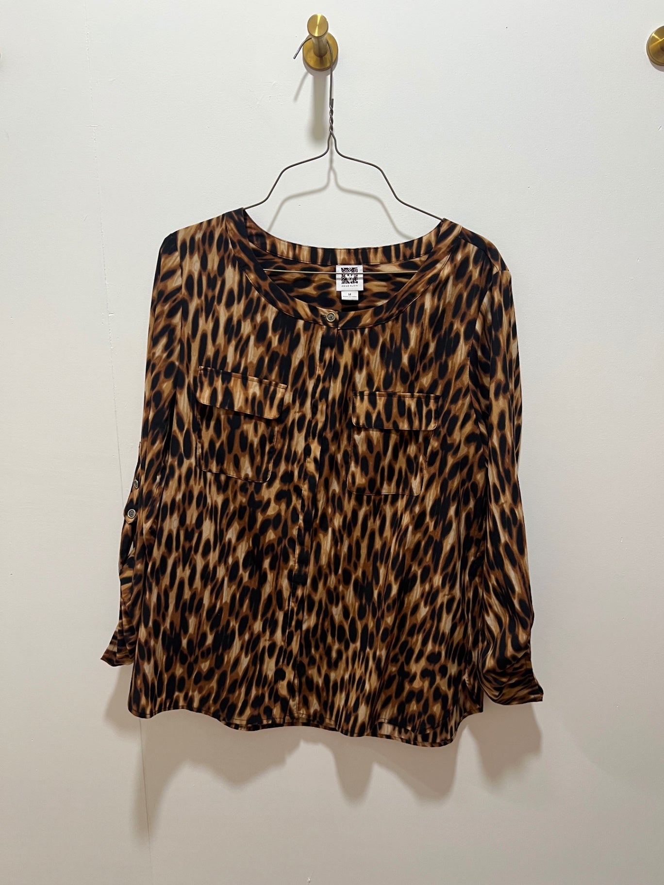 Anne Klein Blouse Medium Leopard print (brown, black, beige)