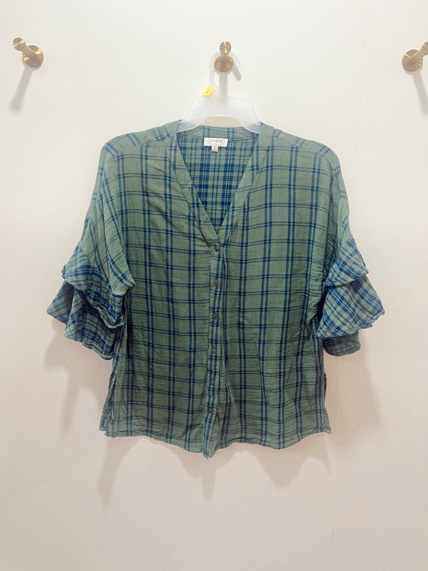 umgee Blouse Medium Green and Blue