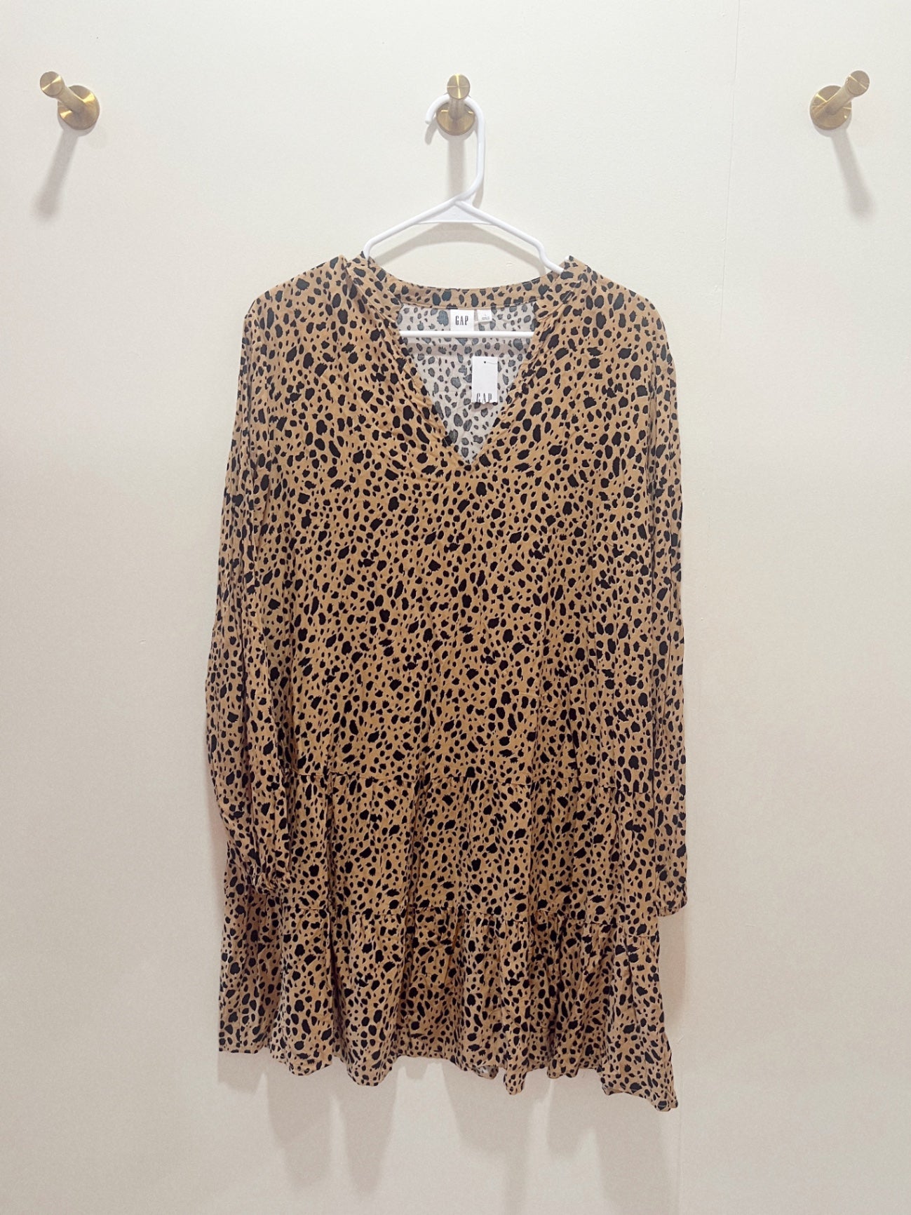 GAP Dress Large Beige with black spots