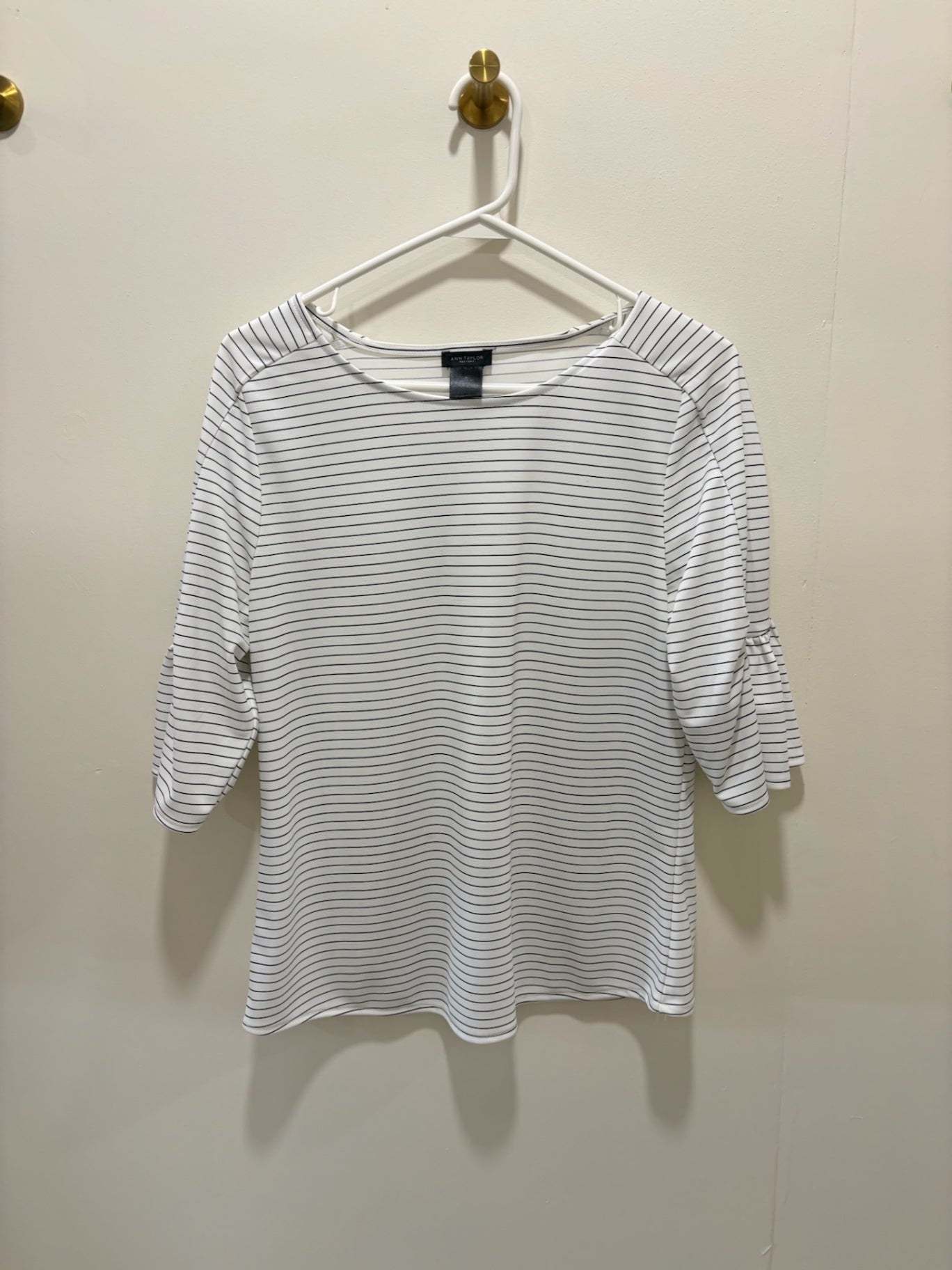 Ann Taylor Top Small White with black stripes