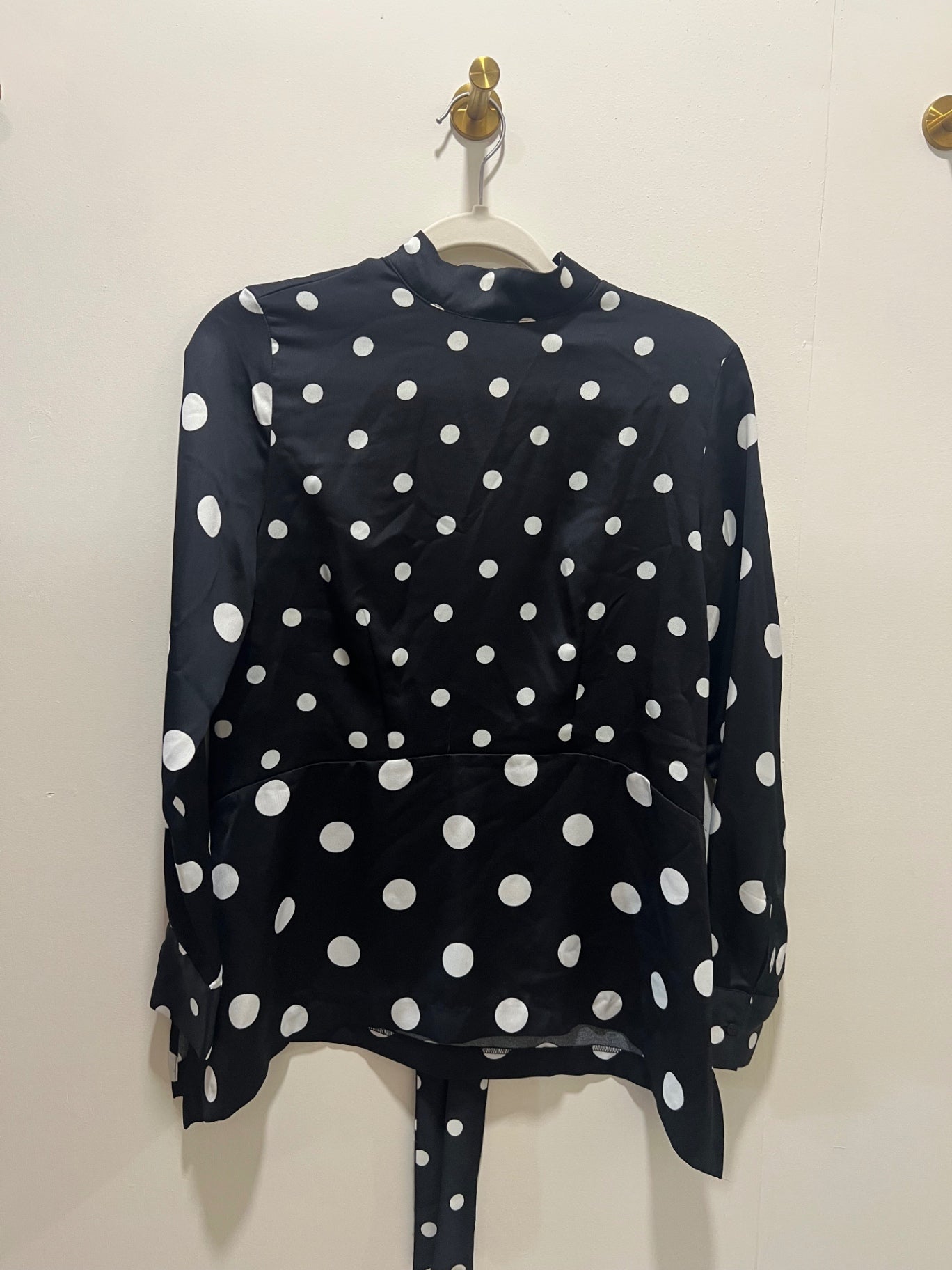 H&M Blouse 8 Black with white polka dots