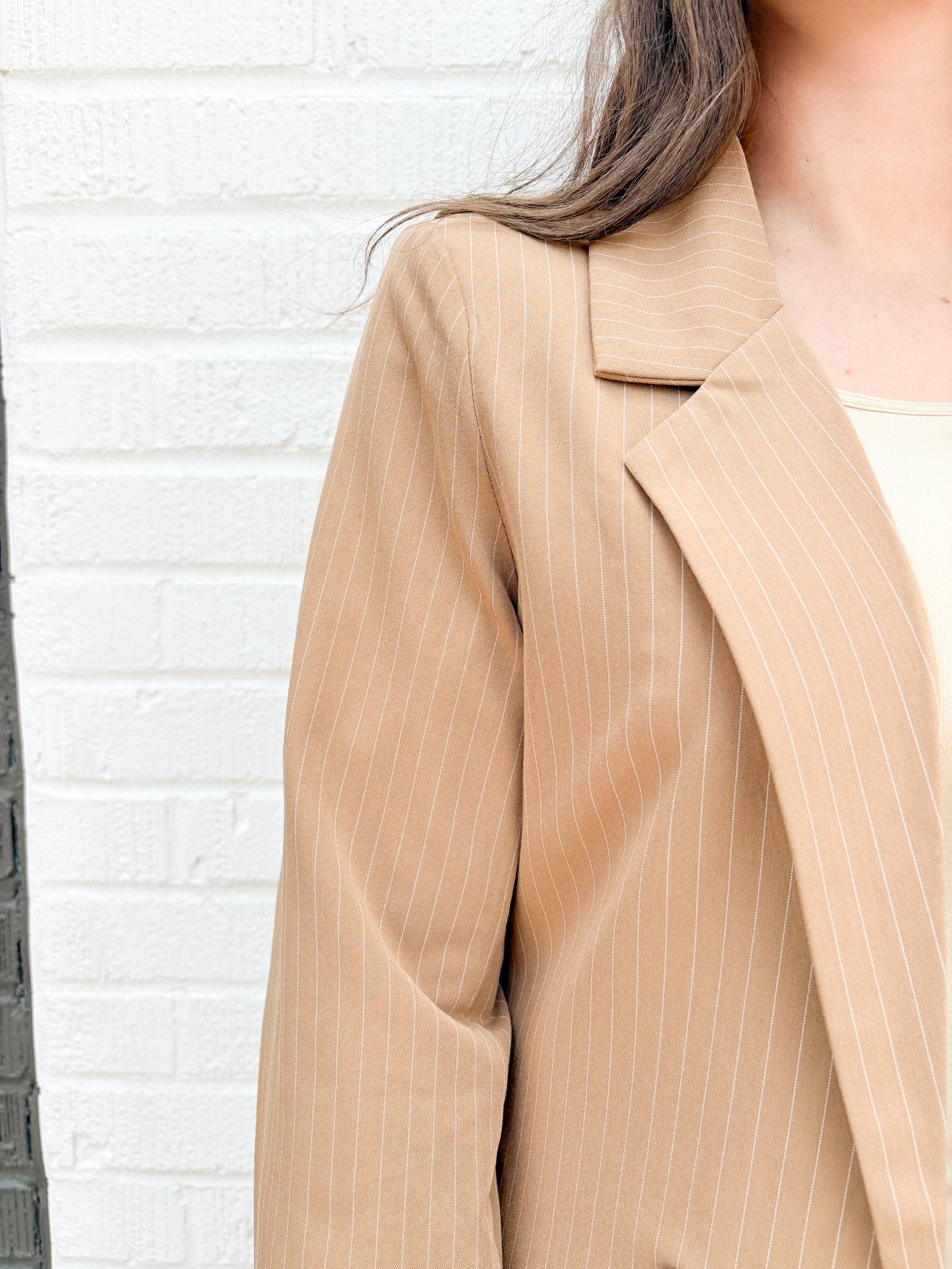 The Tan Pinstripe Blazer