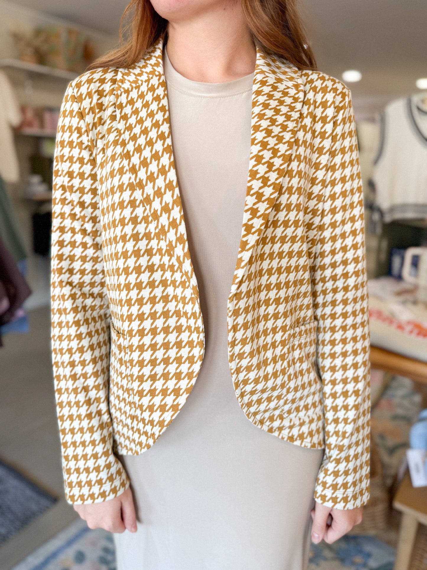 The Houndstooth Shawl Blazer
