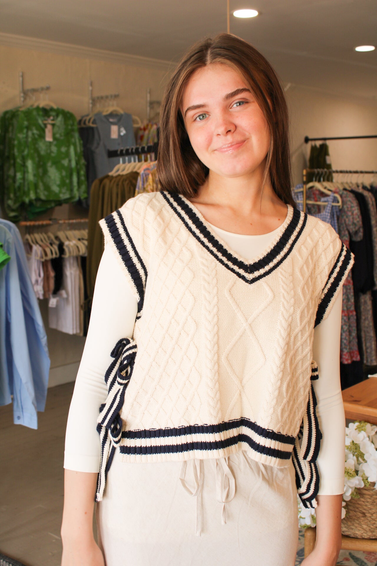 The Cream Side Tie Vest