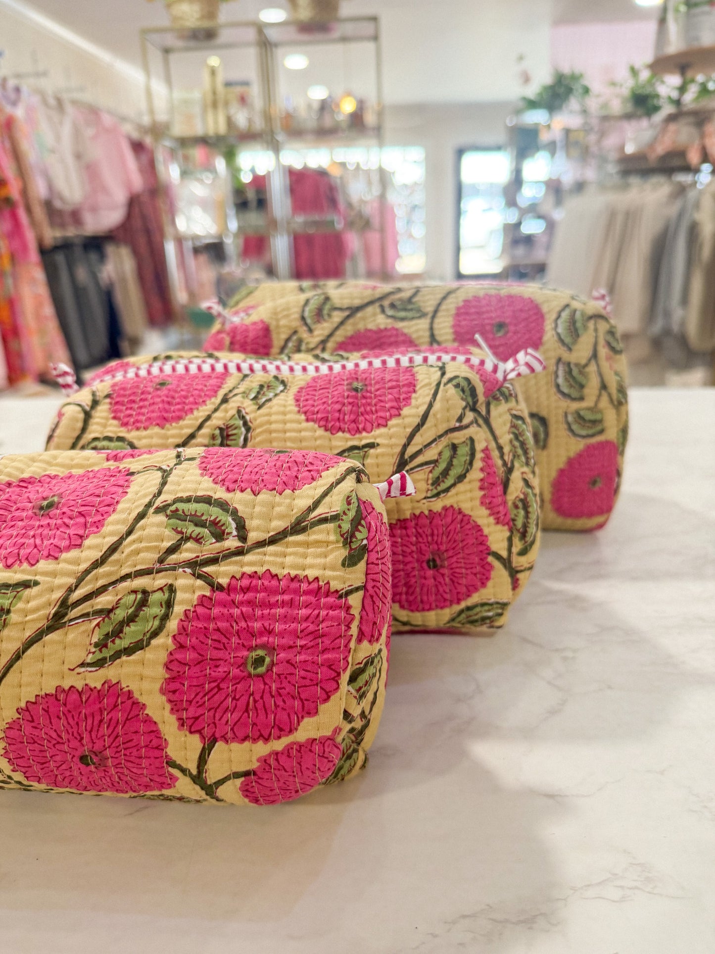 The Small Pink Bloom Quilted Bag