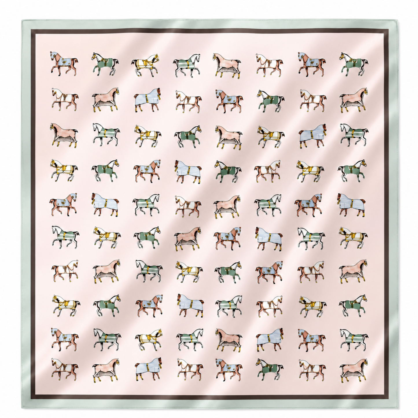 Horse Print Satin Scarf Blush