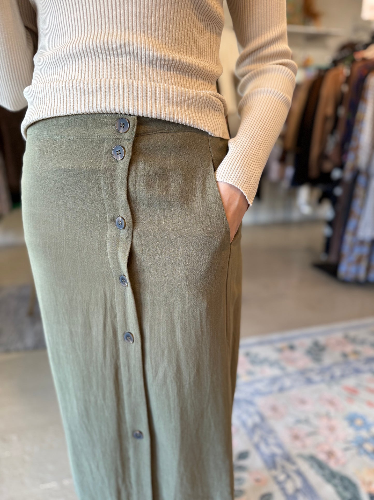 The Olive Linen Skirt