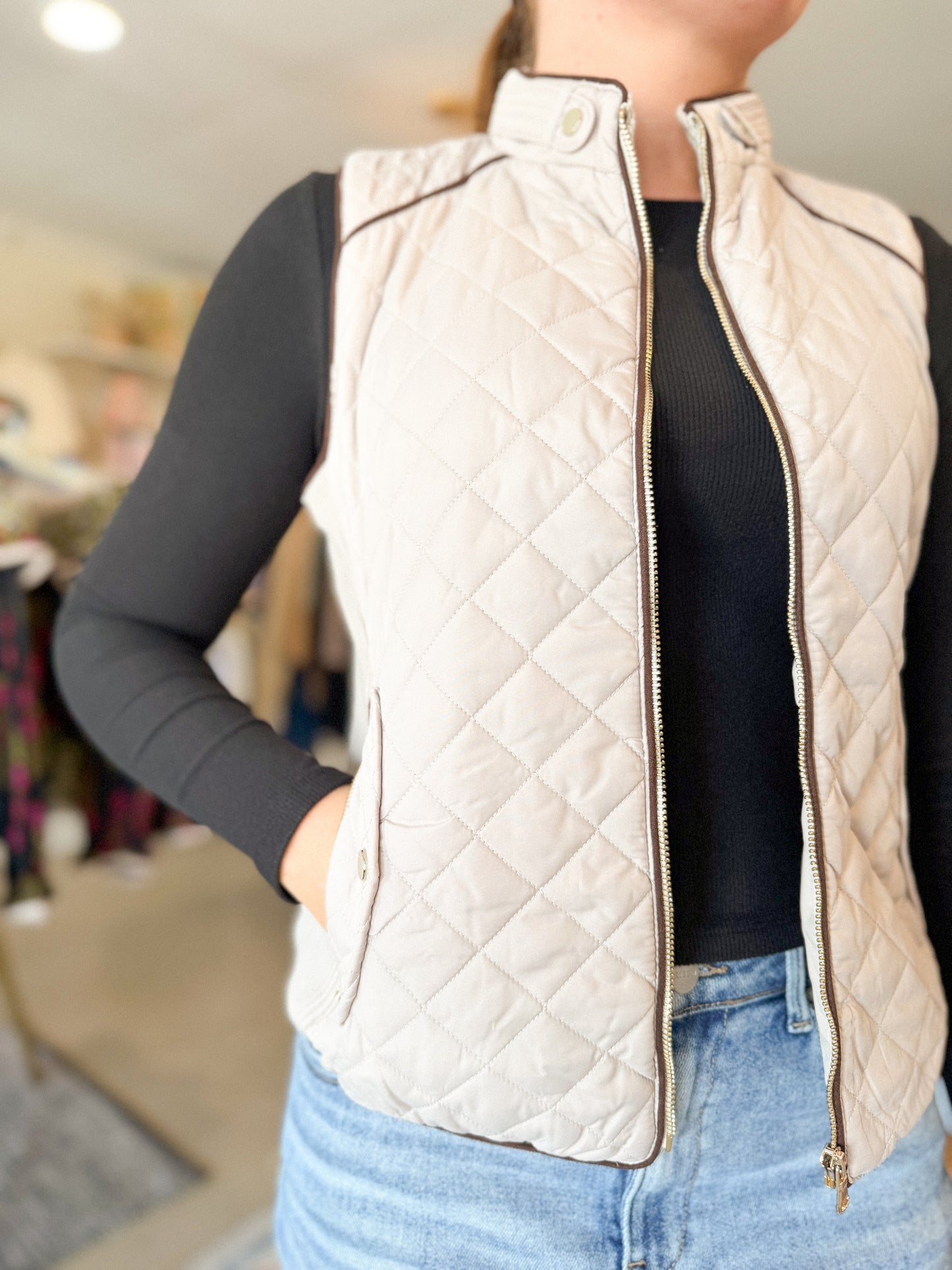 The Taupe Quilted Vest