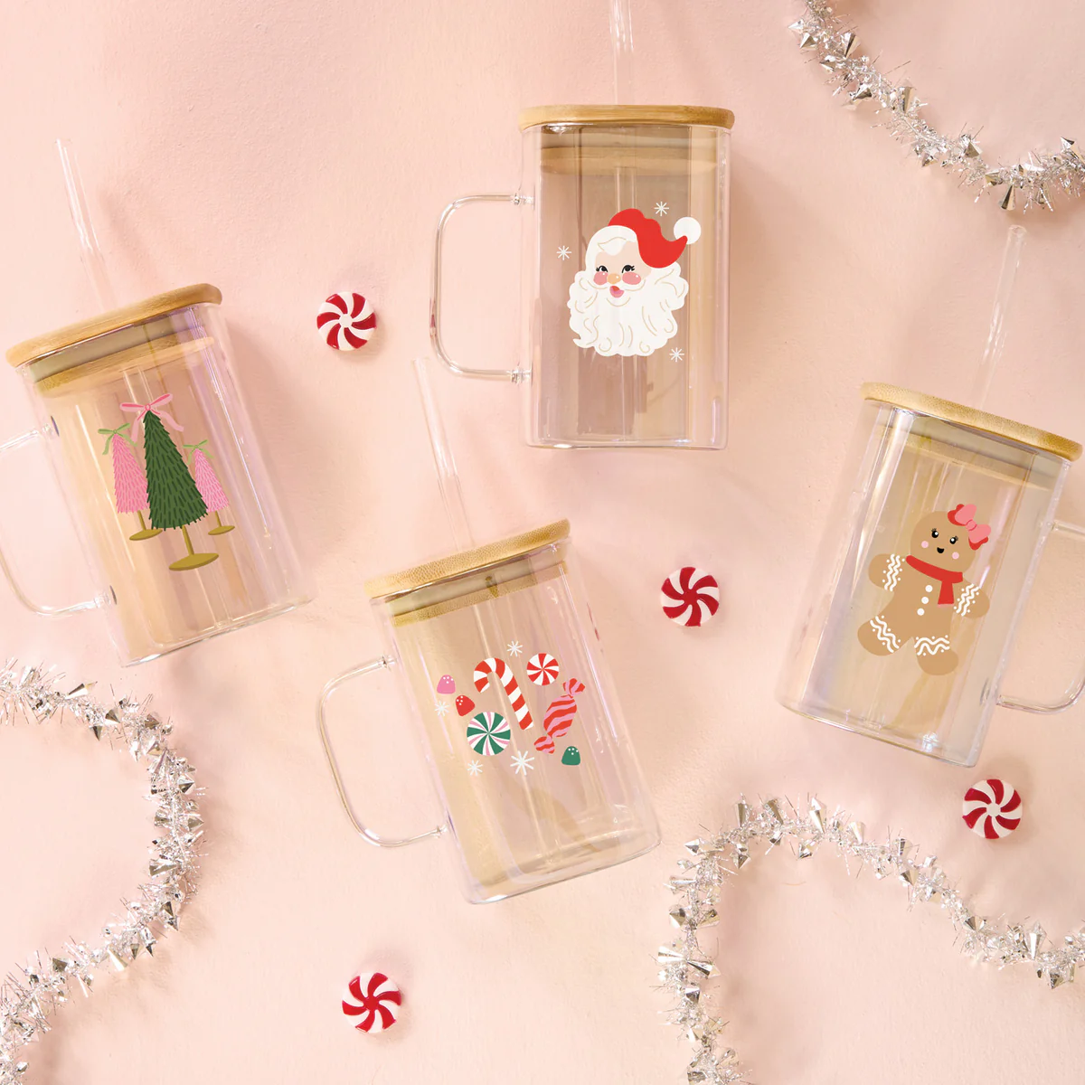 Coquette Christmas Trees Square Glass Cup