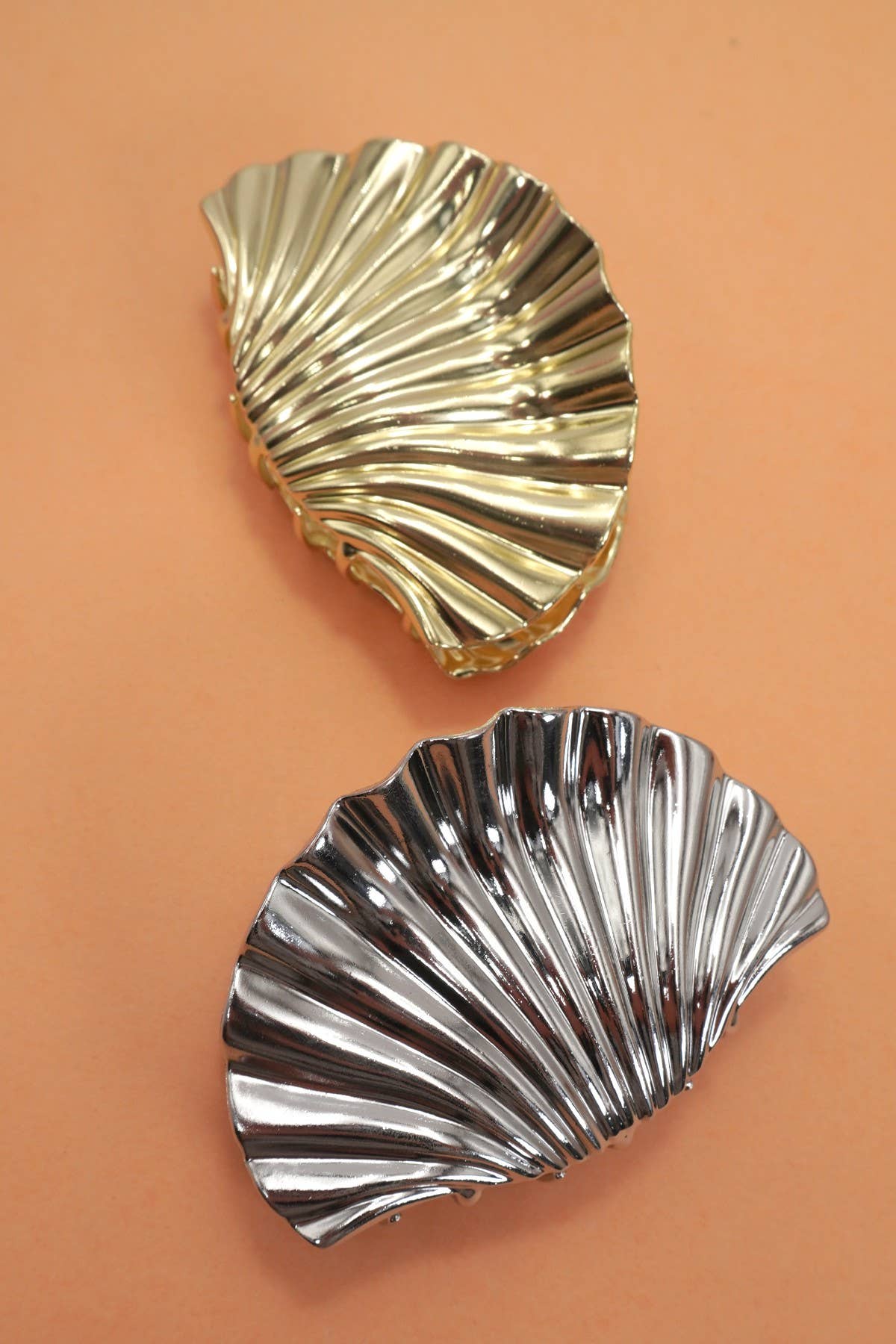 SEASHELL  GOLD SILVER ALLOY HAIR CLAW HAIR CLIP