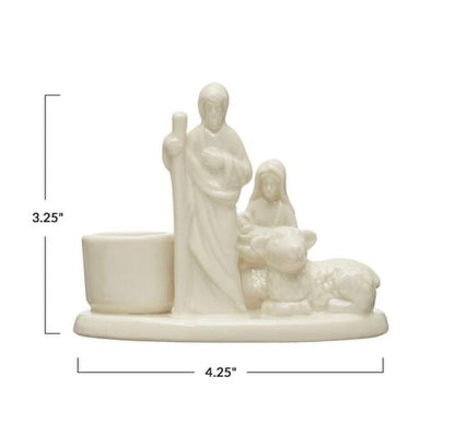 Stoneware Nativity Taper Holder