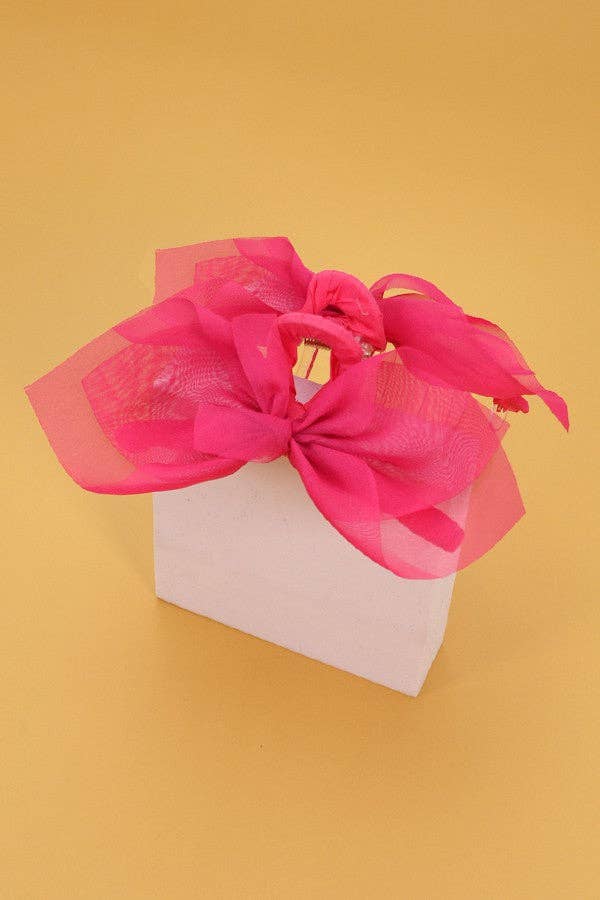 SILK LIKE CHIFFON BOW HAIR CLAW CLIPS