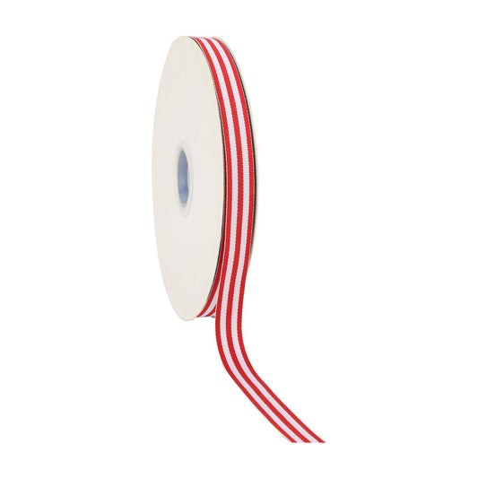 5/8" Striped Ribbon | Red/White | 10 Yard Roll