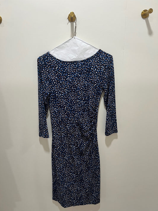 Ann Taylor Dress XS Navy with multicolored dots