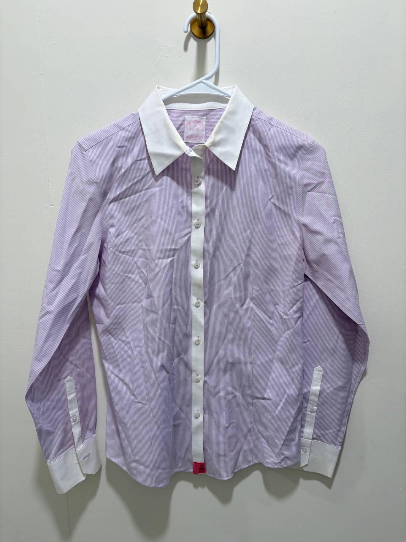 Brooks Brothers Shirt 8 Lavender and white