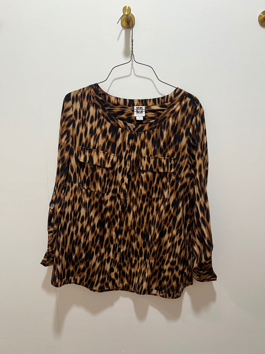 Anne Klein Blouse Medium Leopard print (brown, black, beige)