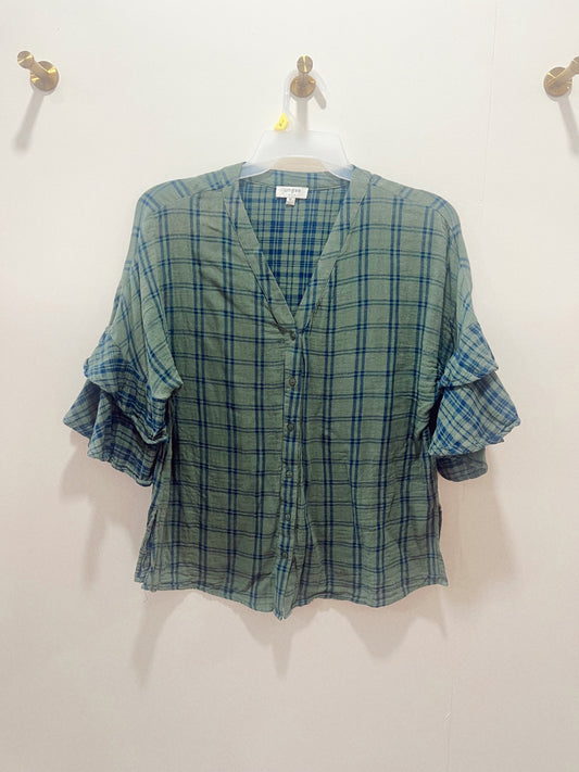 umgee Blouse Medium Green and Blue