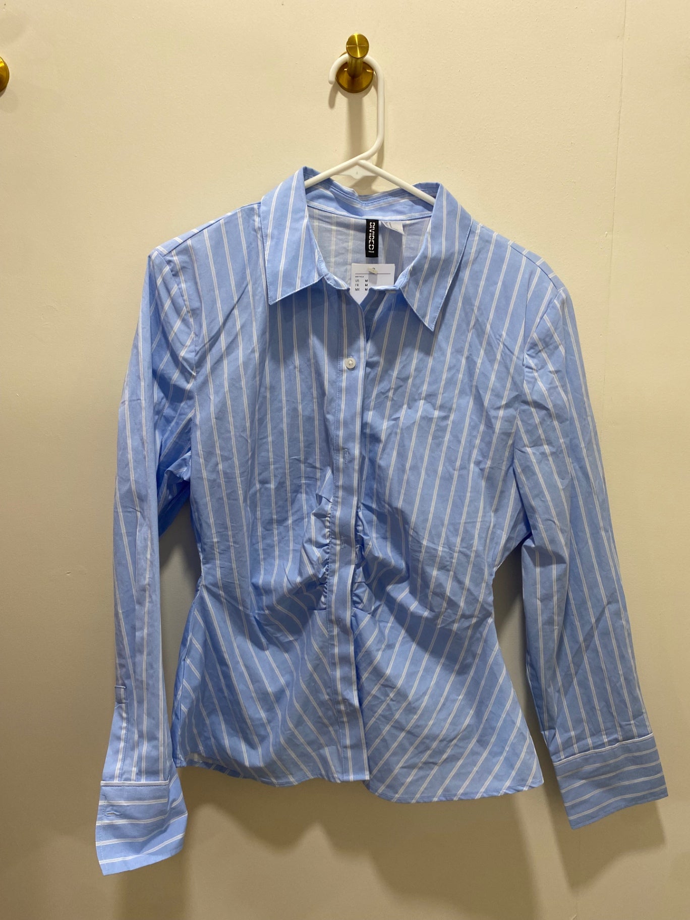 Divided H&M Blouse Medium Light blue with white stripes