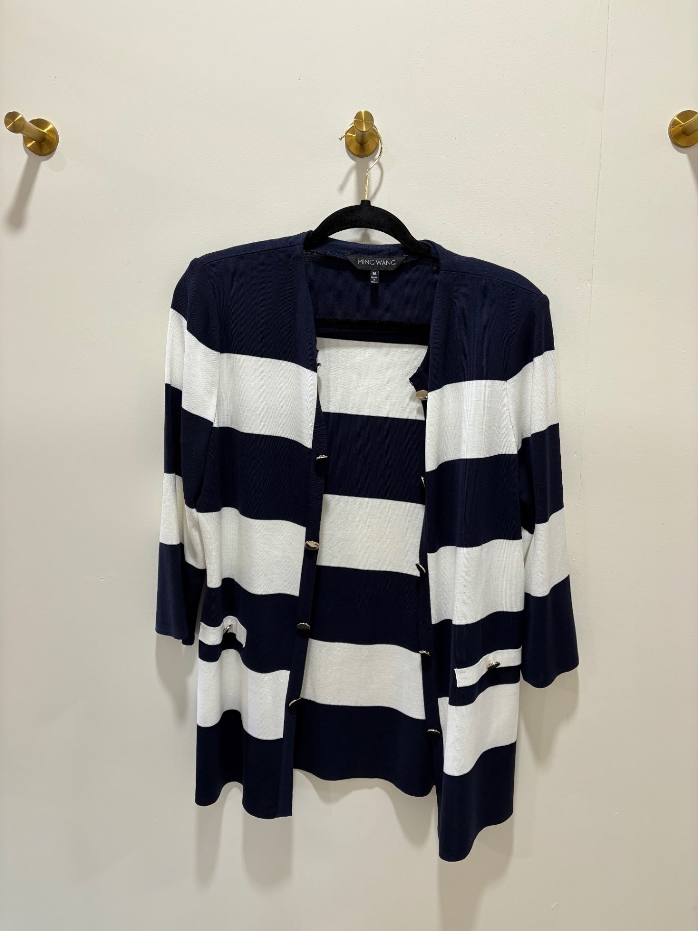 MING WANG cardigan Navy blue and white