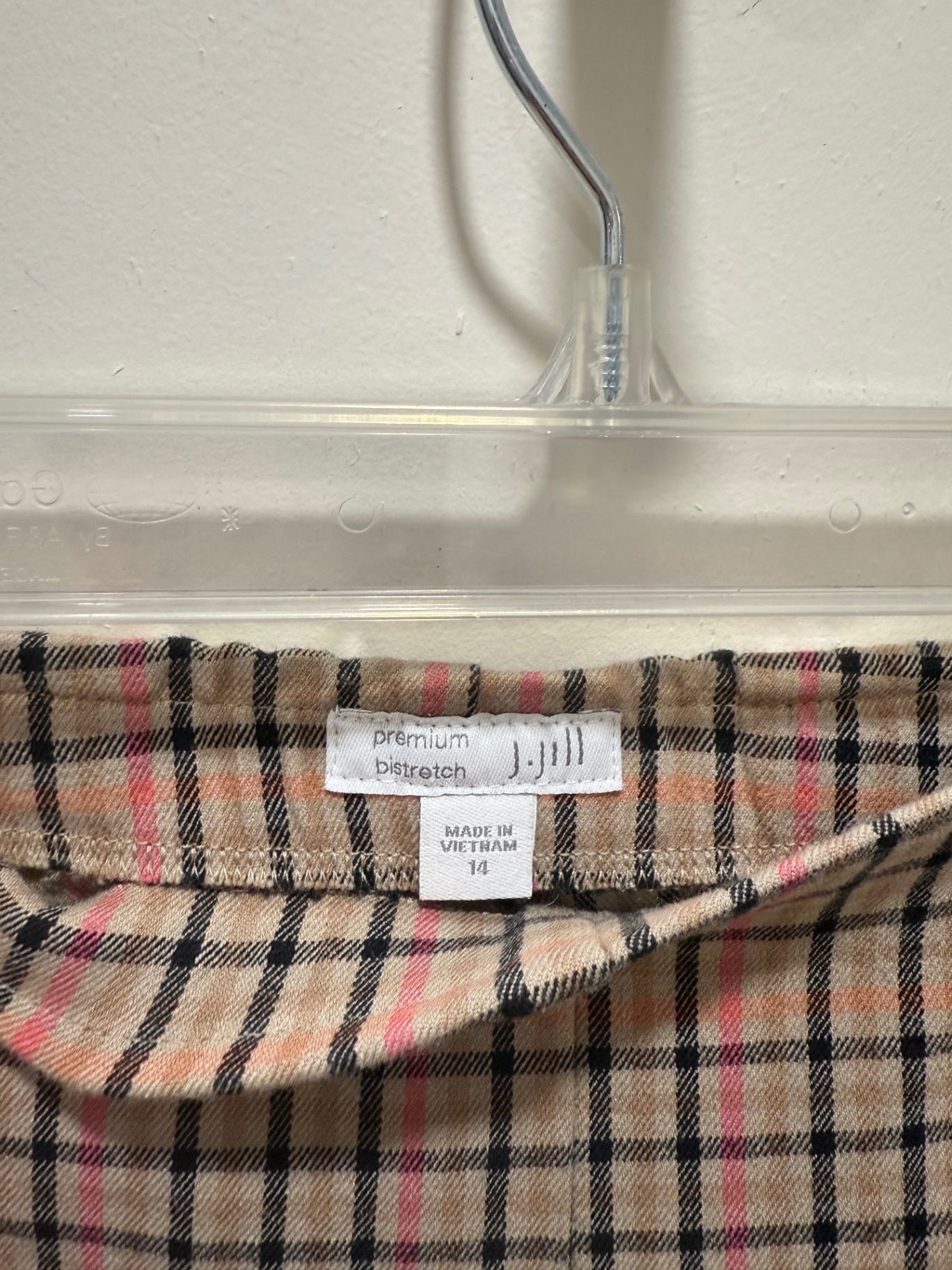 J.Jill Pants 14p Beige with red and black checkered pattern