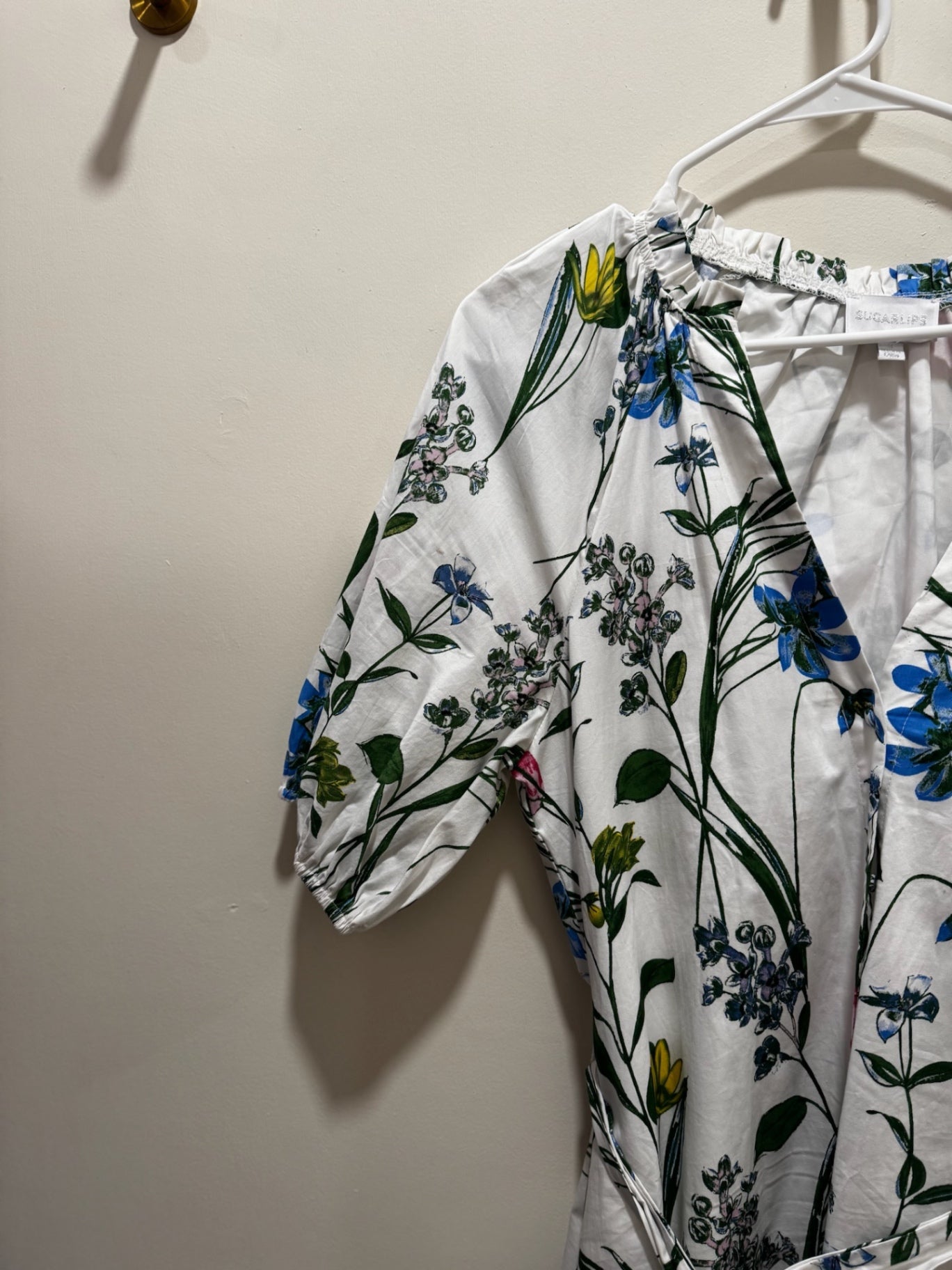 Sugar Lips Dress Small White with multicolored floral pattern