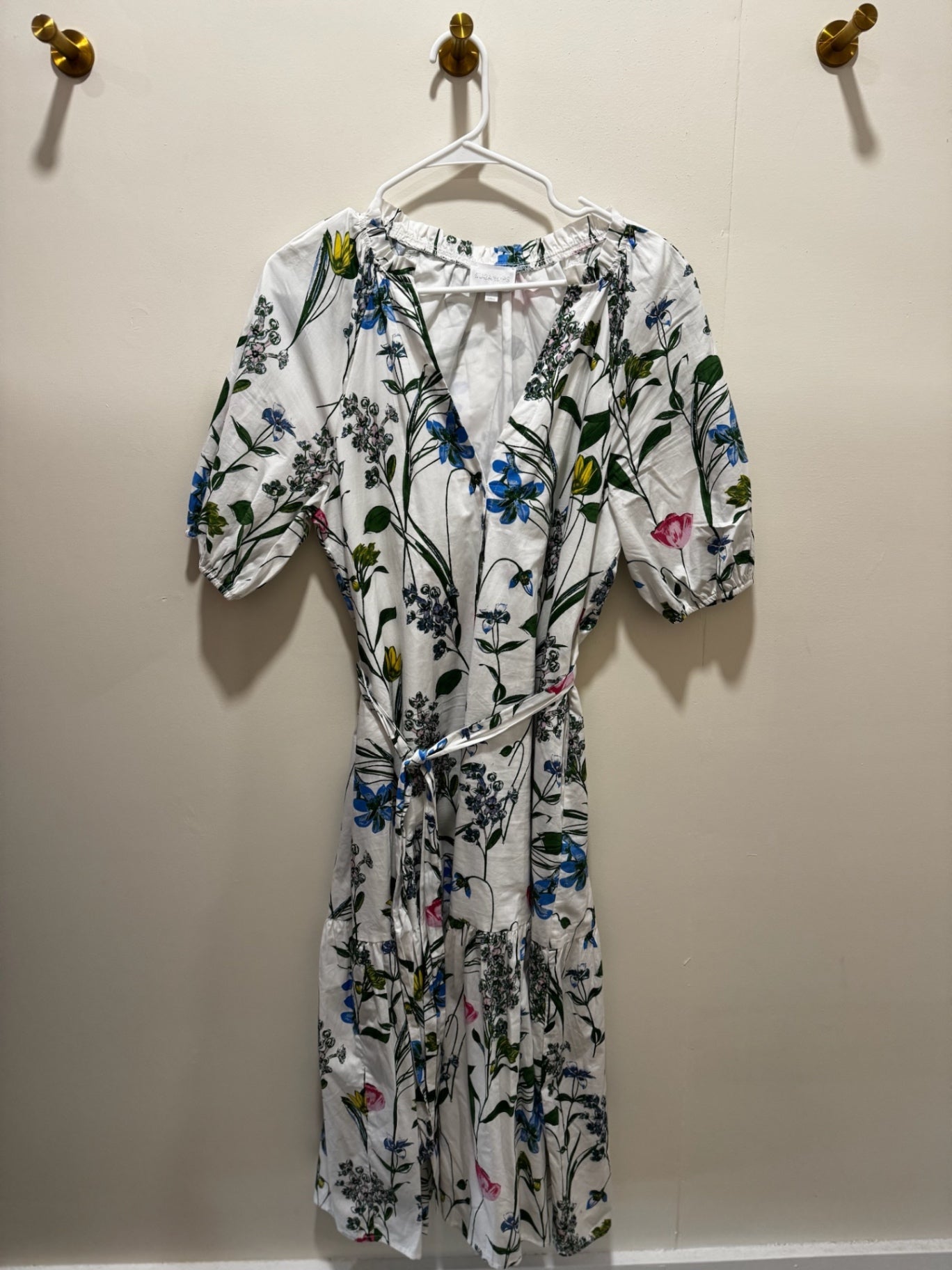 Sugar Lips Dress Small White with multicolored floral pattern