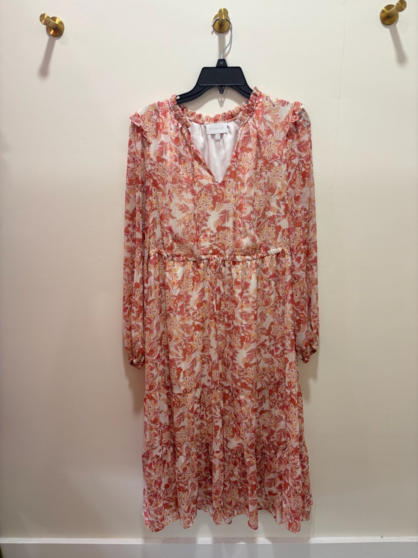 Sugar Lips Dress Small Coral with yellow and white floral pattern