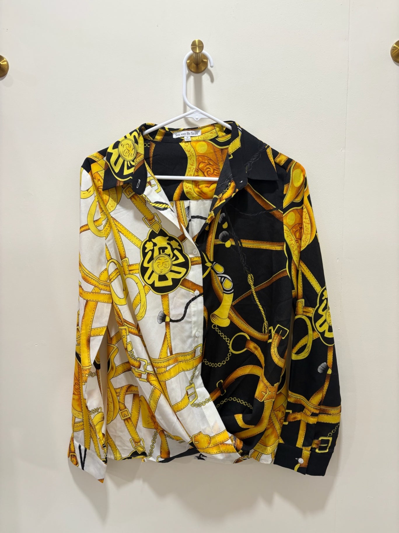 SEE AND BE SEEN Shirt Small Black, White, Yellow