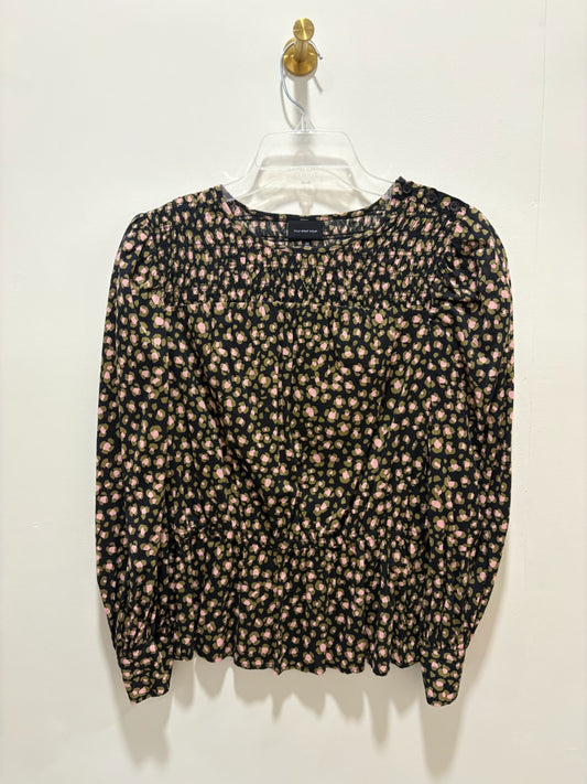 Who What Wear Blouse Medium Black with pink and beige pattern
