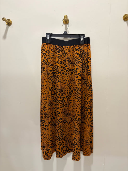 GIGO Skirt S Orange with black animal print pattern