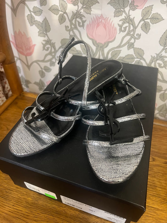 Saint Laurent Sandals 36 1/2 Silver and black