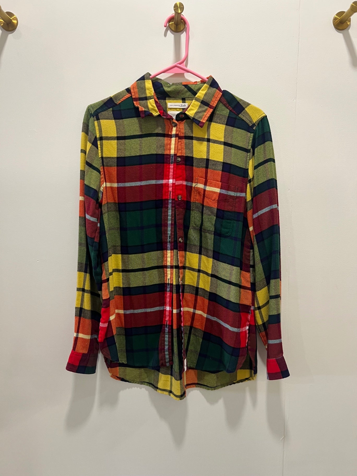 American Eagle Outfitters Shirt Medium Multicolored (yellow, red, green, navy, gray, black)