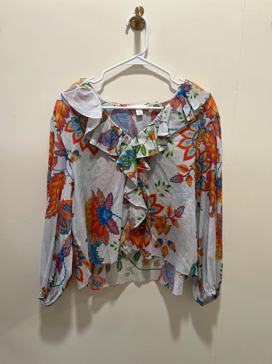 Chelsea & Violet Blouse Medium White with multicolor floral pattern