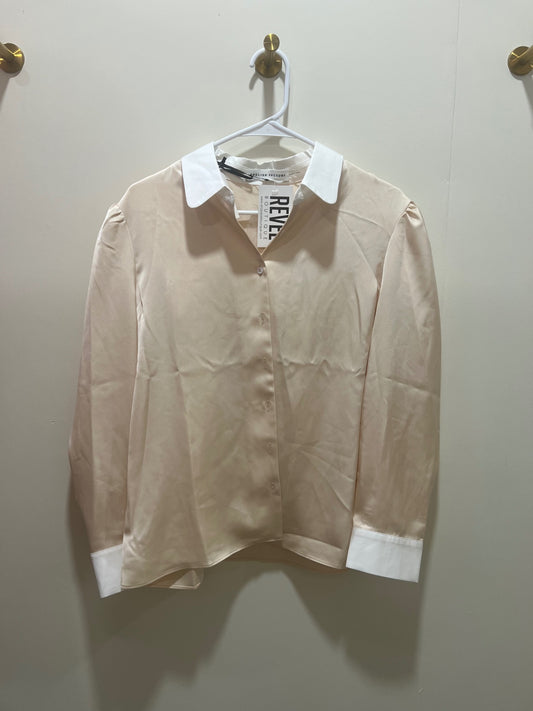 English Factory Blouse Small Beige and White