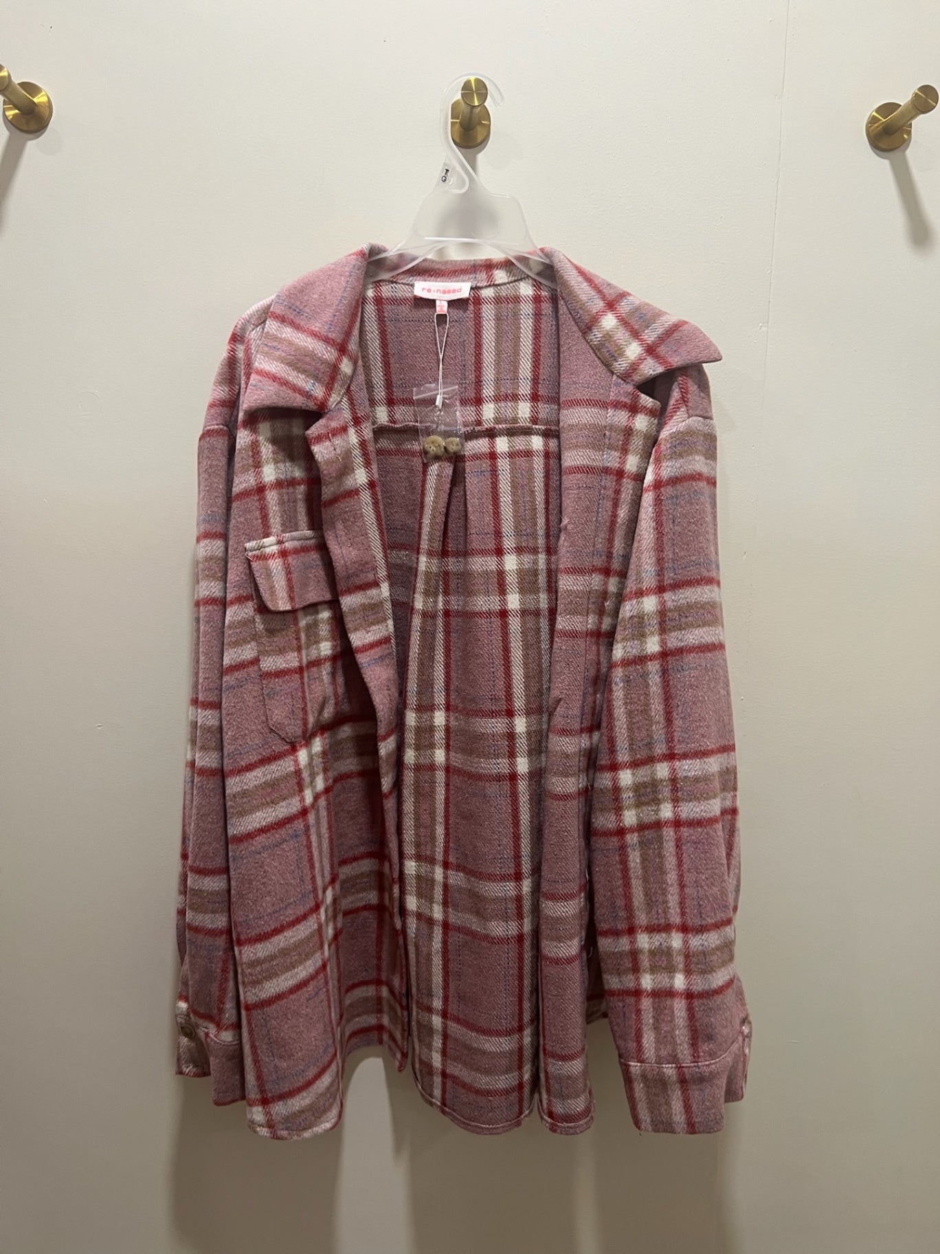Jacket Large Red and beige plaid