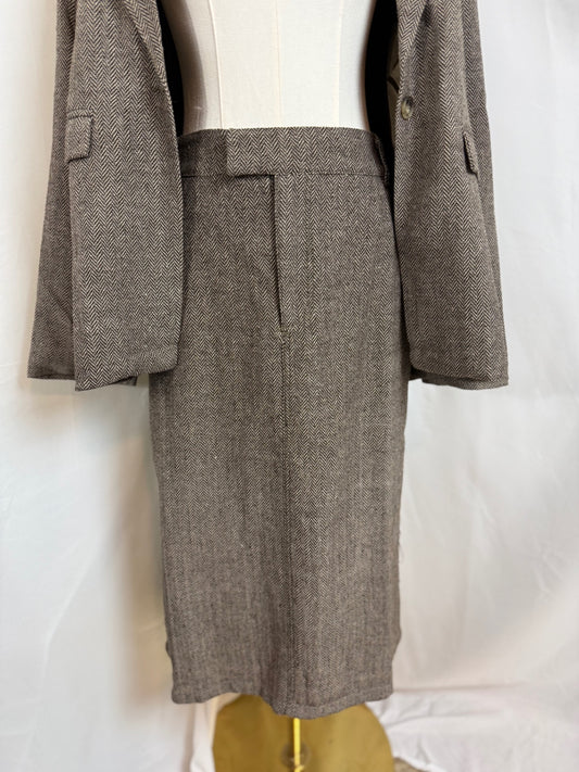 Tea n Rose Skirt Small Brown and beige herringbone pattern