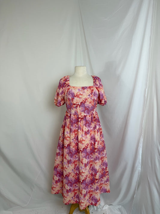 TIME and TRU Dress Large Pink and purple floral pattern