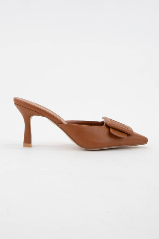 RECTANGLE BUCKLE POINTED-TOE HEEL