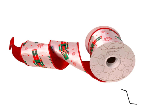 White Faux Satin Nutcracker Christmas Ribbon