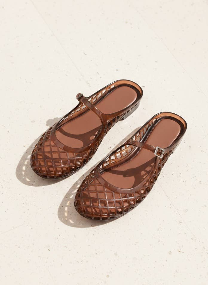 Brown Jelly Mary Jane Flats