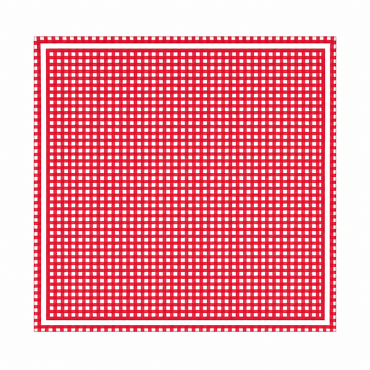 French Picnic Red Gingham Satin Scarf