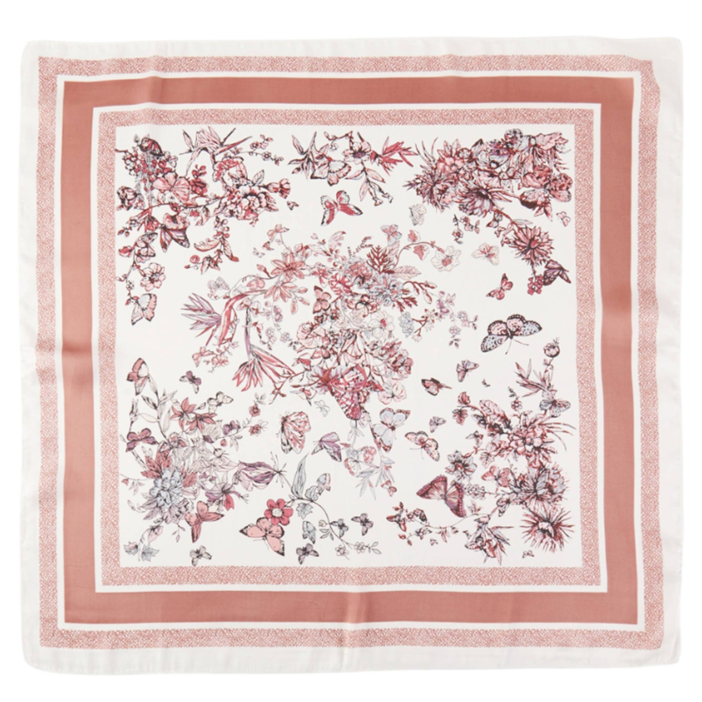 Pink Flower Pattern Bandana Scarf