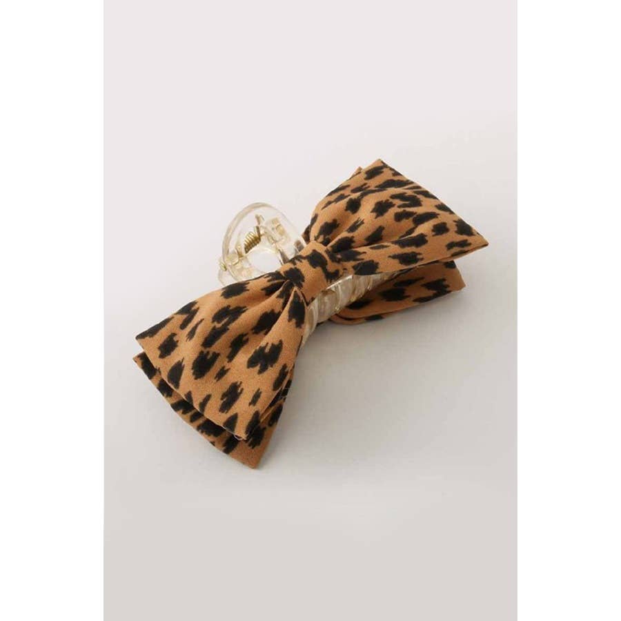 Cotton Leopard Bow Hair Claw