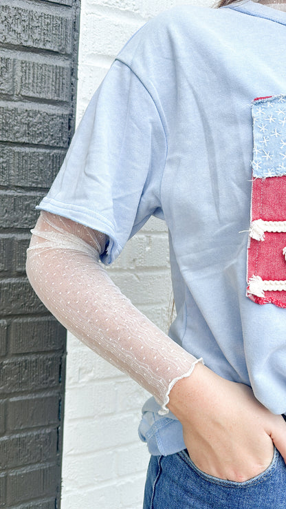 White mesh layering top