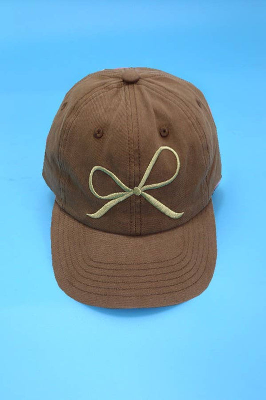 BOW RIBBON BASEBALL HAT CAP