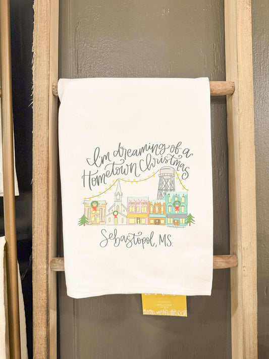 Dreaming of a Hometown Christmas Tea Towel