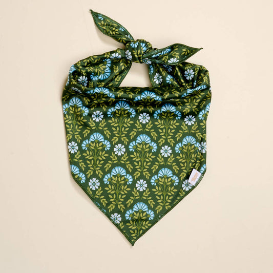 Bow-Wow Pet Bandana–Everbloom Forest Green: S/M