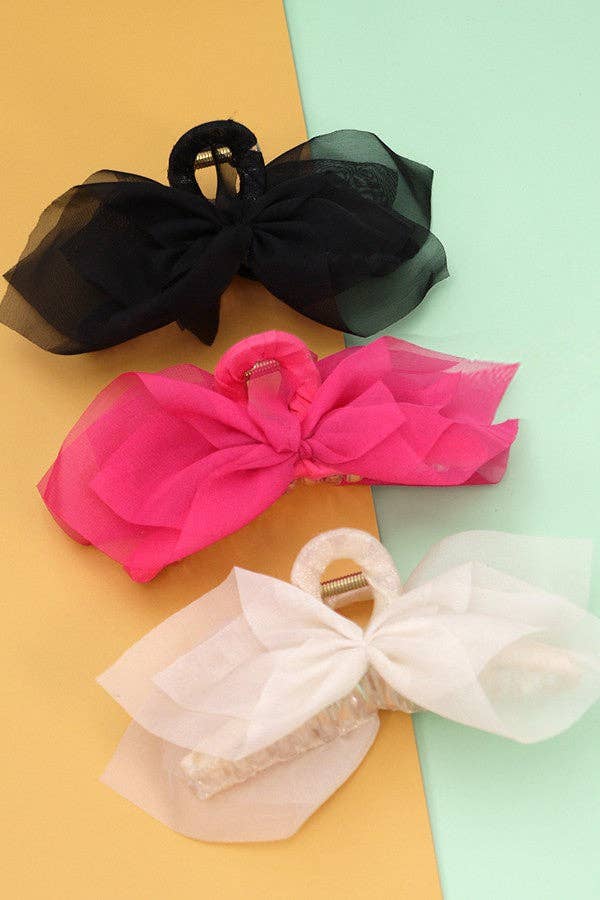 SILK LIKE CHIFFON BOW HAIR CLAW CLIPS