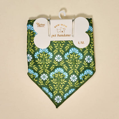 Bow-Wow Pet Bandana–Everbloom Forest Green: S/M