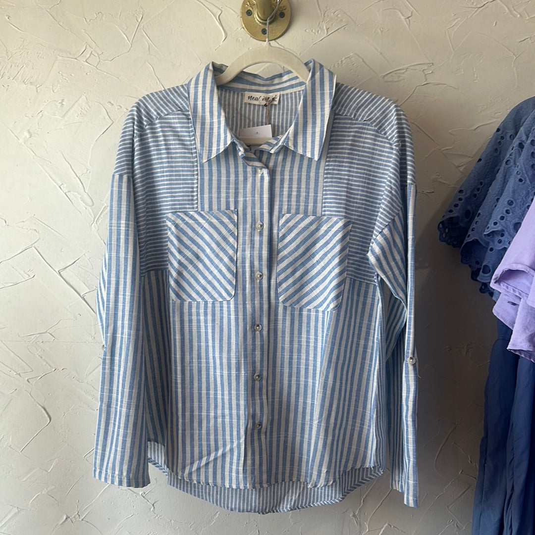 Striped Denim Button up Top